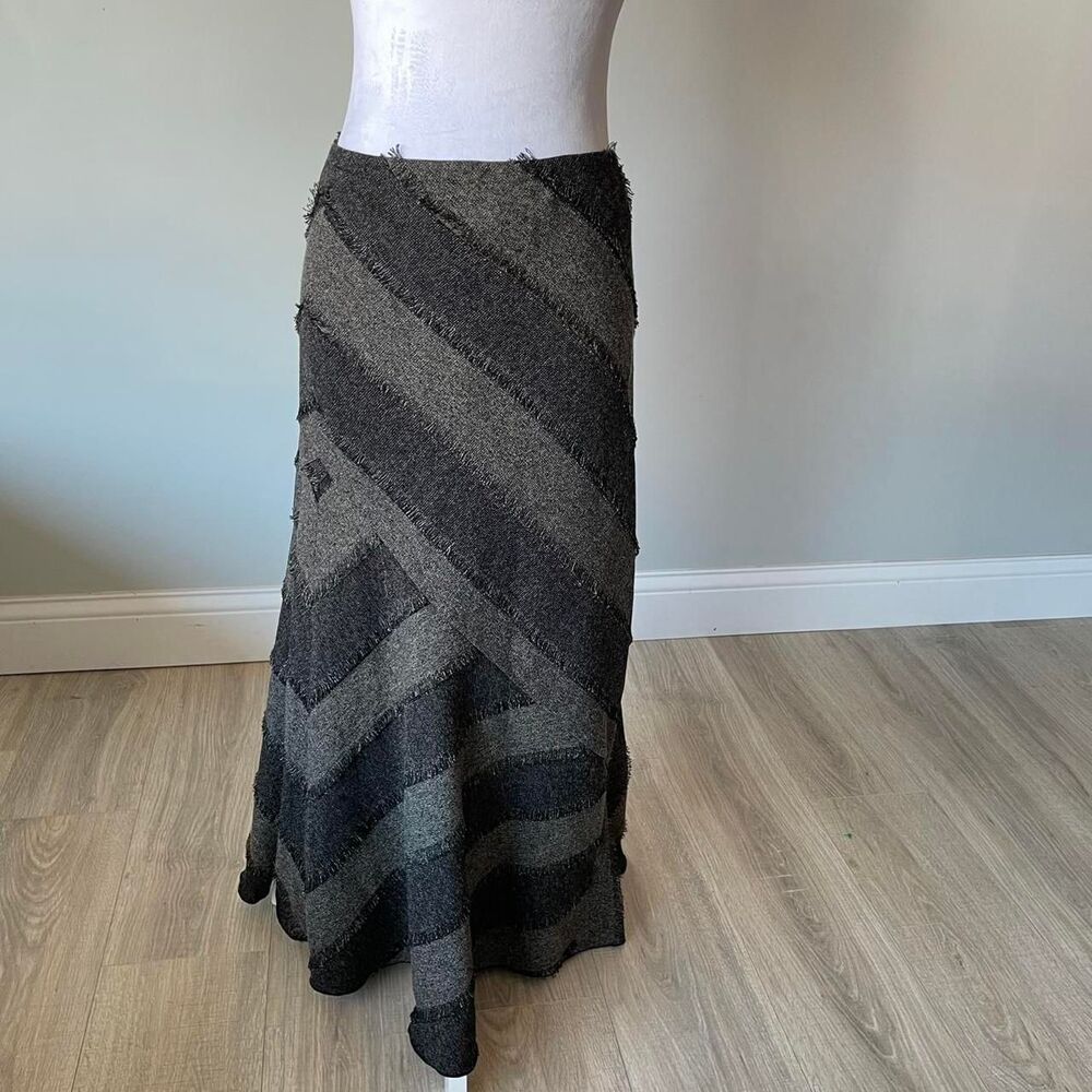 Grey & Black Patchwork Asymmetrical Striped Maxi … - image 2